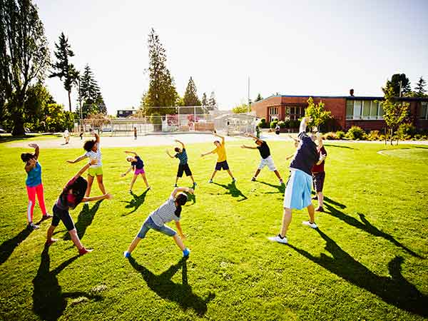 kids exercising at school